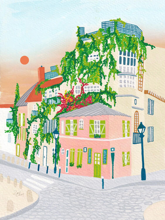 Poster montmartre france travel print