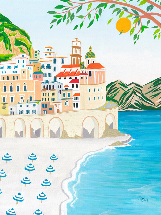 Poster Amalfi Coast Italy Poster, Travel wall art, modern art
