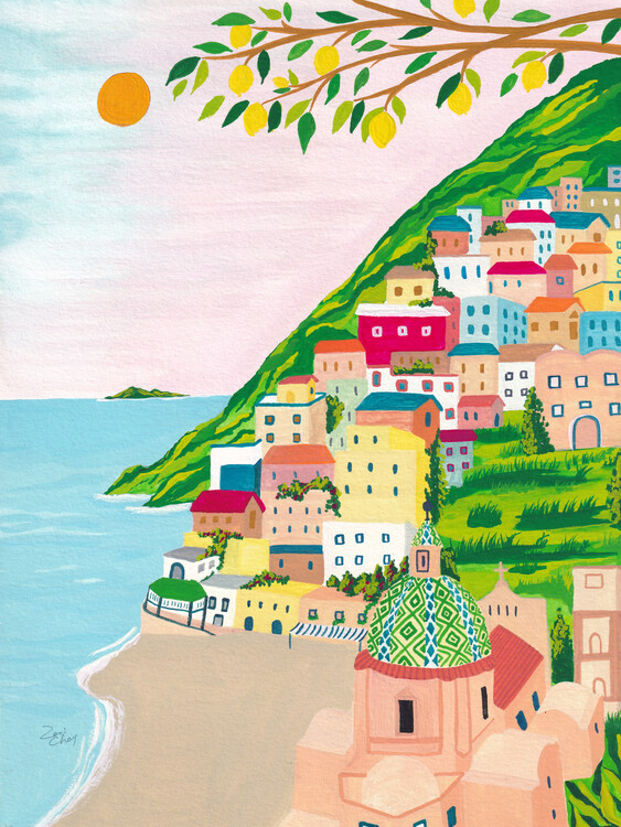 Poster Positano Italy Art Print, Travel Wall Art