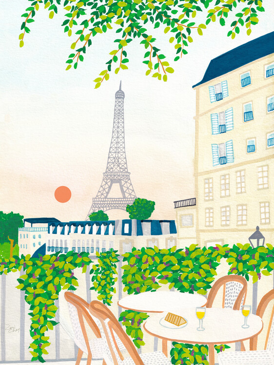 Poster Eiffel Tower Art Print, Paris Wall Art, Travel Poster