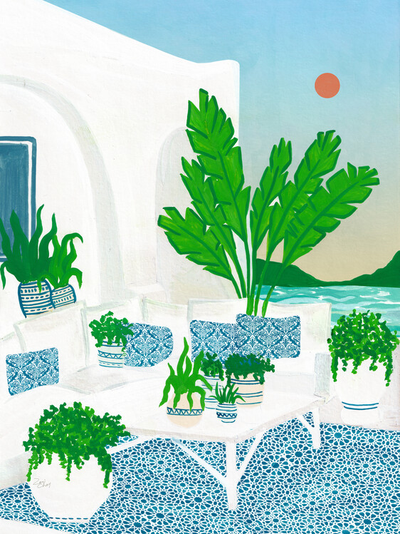 Poster Santorini Art Print, Greece Wall Art, Travel Poster Print