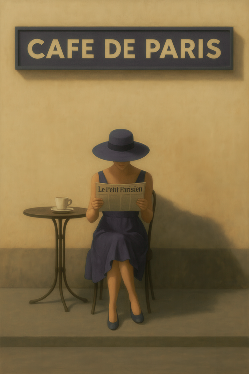 Plakat Le Petite Parisien, Cafe De Paris inspired by Edward Hopper