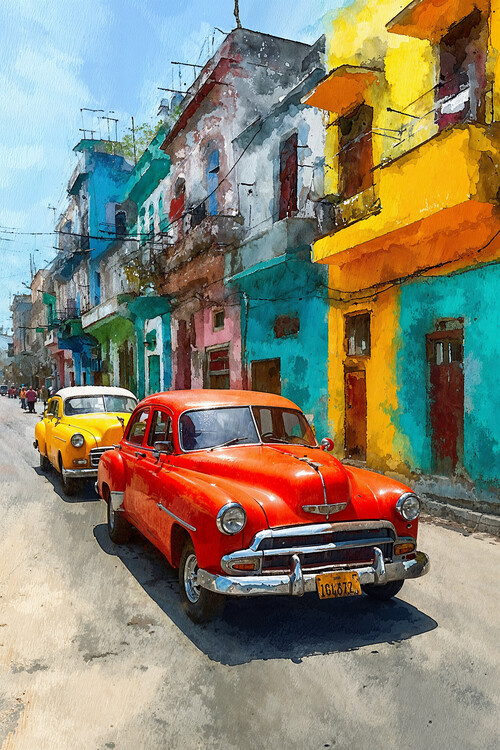 Poster Cuban Classic – Vintage Cars in Havana Streets
