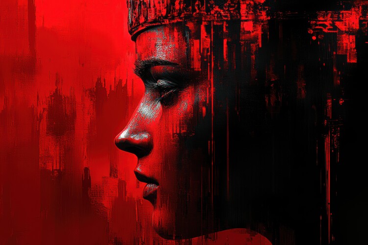 Poster A woman's profile in red