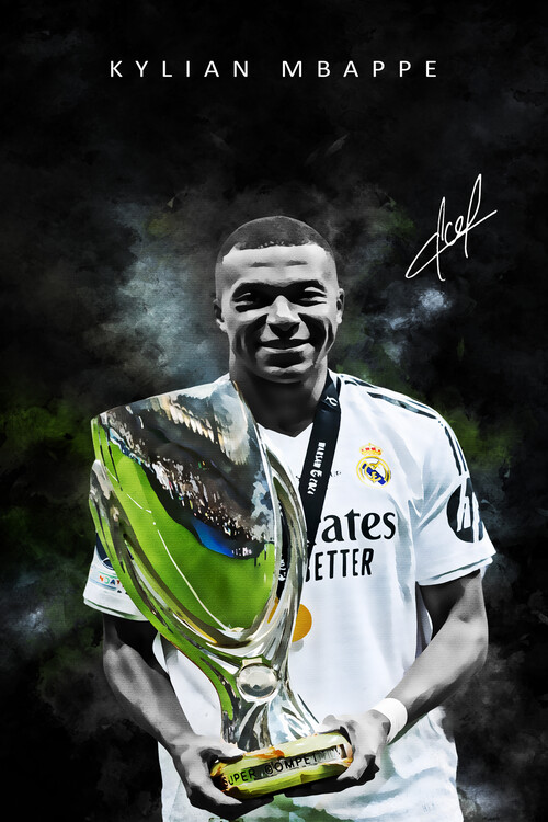 Αφίσα Football Soccer Player Mbappé Watercolor