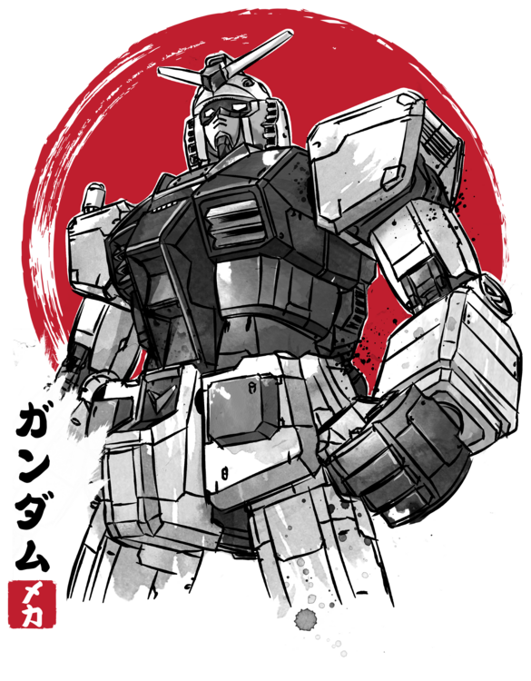 T-shirt Gundam sumi e