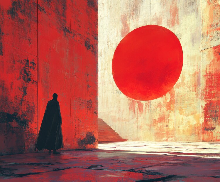 Poster Abstract Bold Red Circle on a White Background