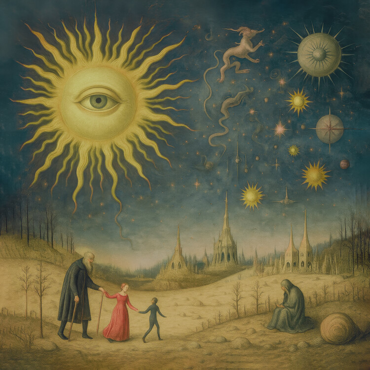 Plakat Pilgrimage Beneath The Cosmic Watch in the style of Voynich