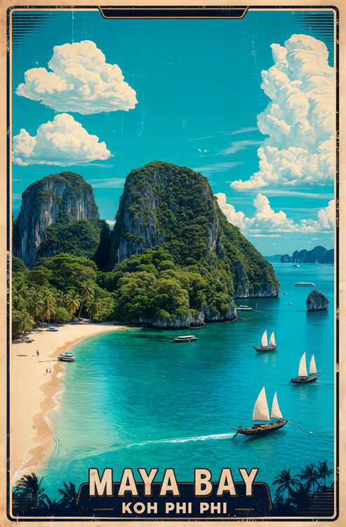 Плакат Vintage Travel Poster: Maya Bay Kho Phi Phi