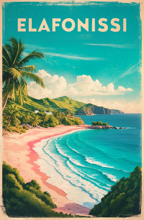 Плакат Vintage Travel Poster: Elafonissi Greece