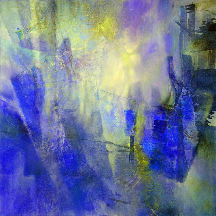 Плакат Compostion with floating shapes in blue