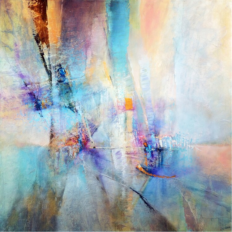 Poster Playing a game - turquoise and gold