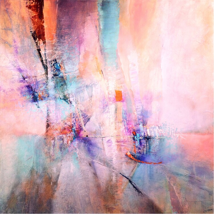 Poster Playing a game - rose, purple and turquoise