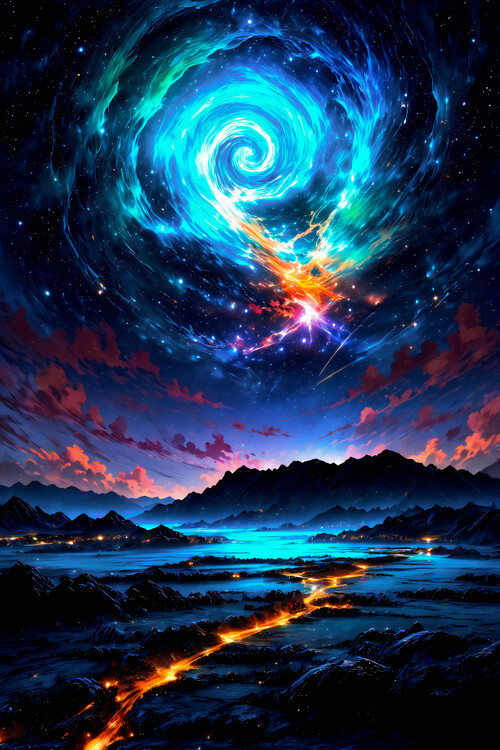 Poster Galactic Vortex – Spiral Space Fantasy Landscape