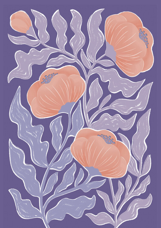Plakát Purple Poppies
