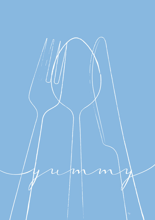 Poster Blue yummy cutlery