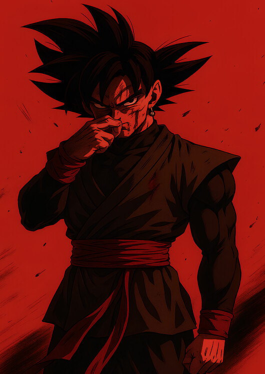 Plakat Fiery Intensity: Goku's Blood-Stained Resolve