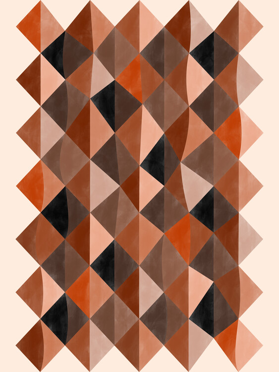 Poster Terracotta & Brown Abstract Diamond Shapes Poster No.1