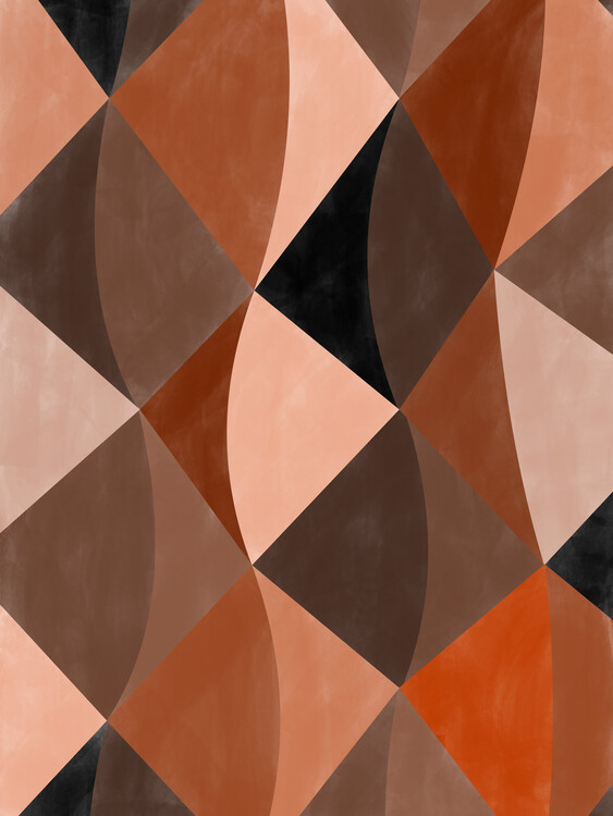 Poster Terracotta & Brown Abstract Diamond Shapes Poster No.2