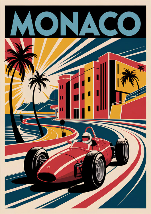 Poster Monaco Grand Prix Art | Vibrant Retro-Style Poster