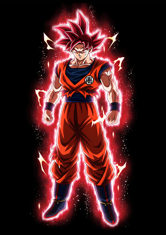 Plakat Super Saiyan God Goku Red Aura