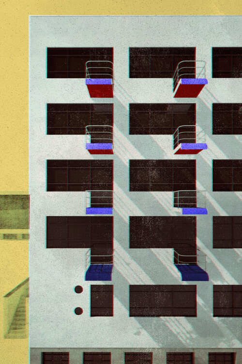 Poster Bauhaus Dessau architecture in vintage magazine style V