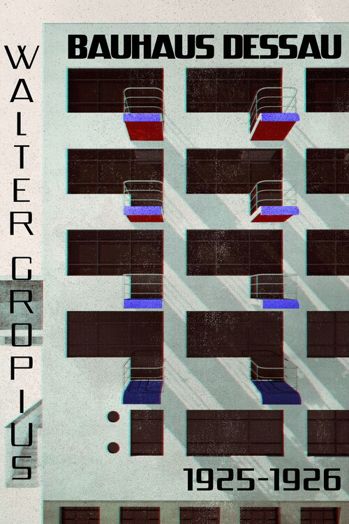 Poster Bauhaus Dessau architecture in vintage magazine style IV