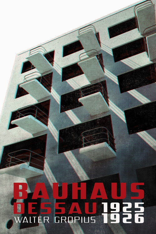 Poster Bauhaus Dessau architecture in vintage magazine style VII