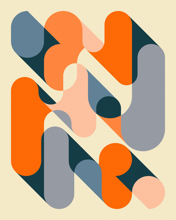 Levně Plakát, Obraz - Geometrics 2, Jazzberry Blue, 30 × 40 cm