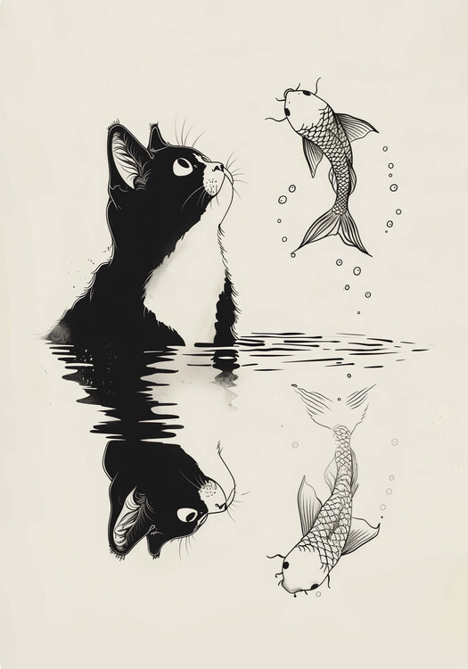 Poster Cat and Fish