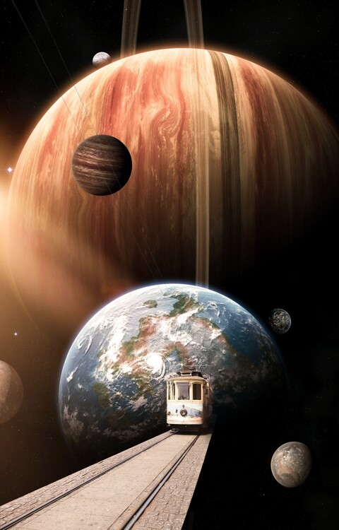 Poster The tramway from Earth to the other planets