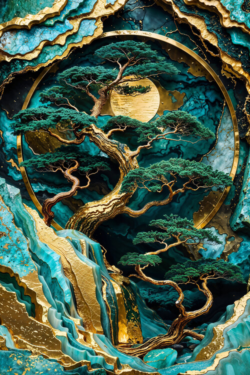 Poster Lunar Forest Kintsugi Art