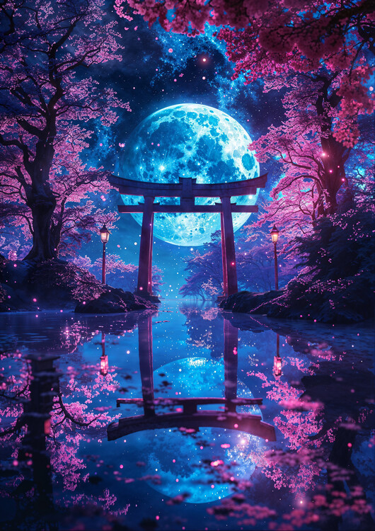 Poster Enchanted Moonlit Torii