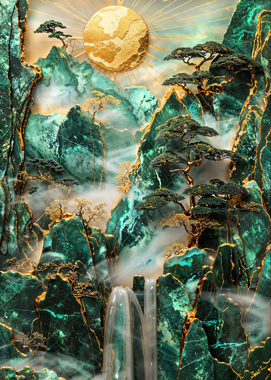 Poster Misty Mountain Sunrise