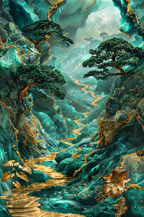 Poster Golden Jungle Path