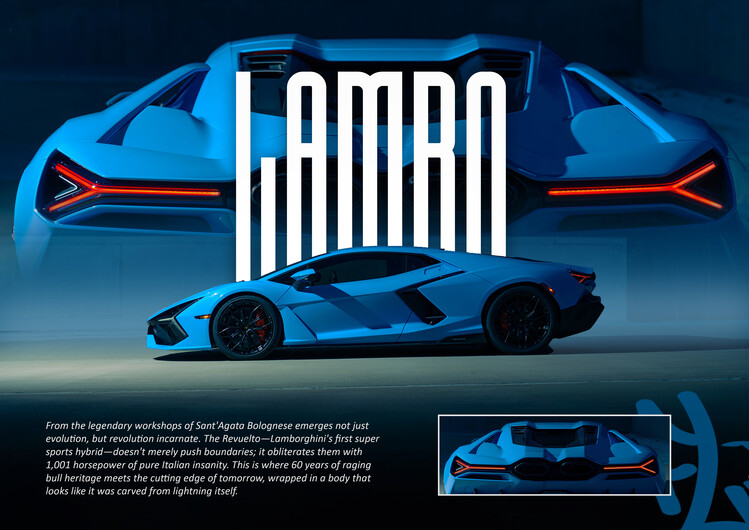 Plakát Lamborghini Revuelto Blue Supercar