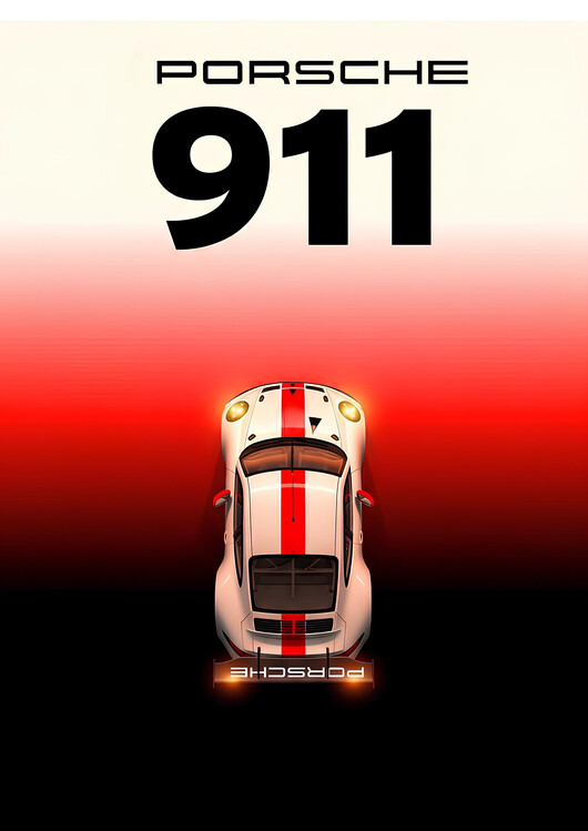 Plakát Porsche 911 Top View with Racing Livery