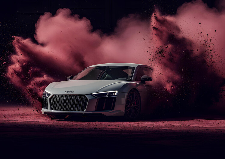Canvas Print Audi R8 Supercar with Dynamic Dust Effect