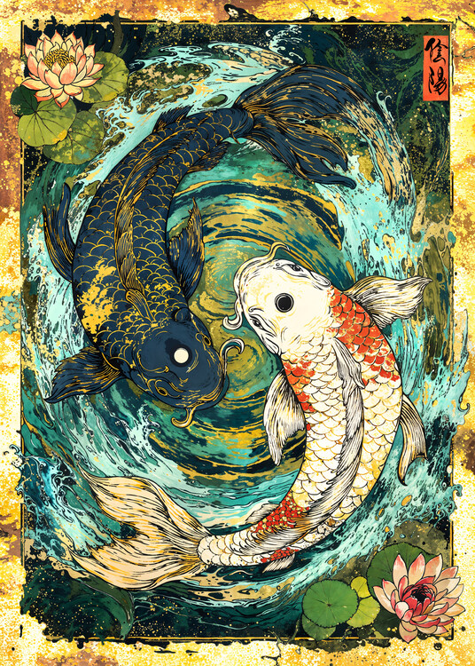 Poster Koi Fish Yin Yang Harmony Art