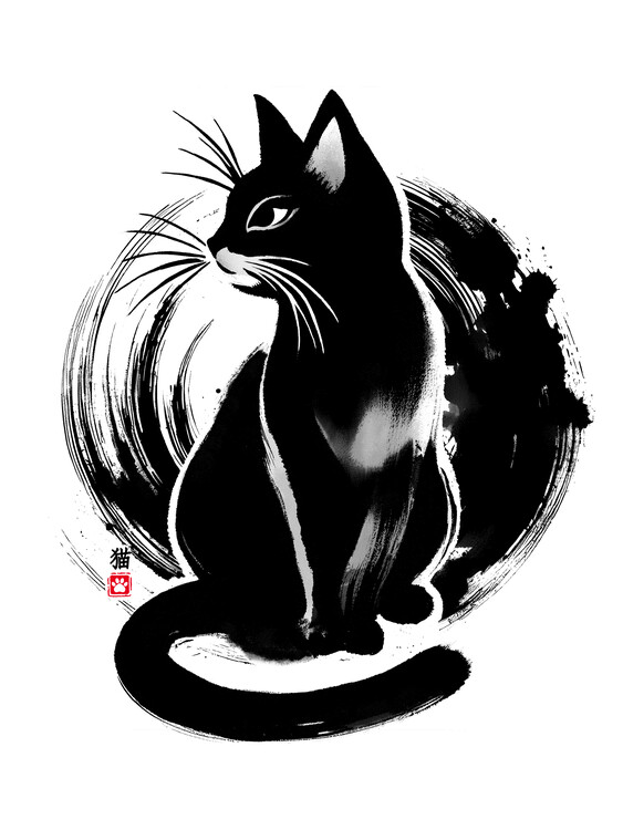 Poster Sumi-e cat