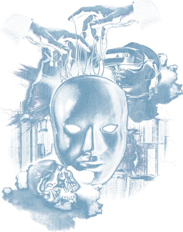 T-shirt Faceless - Techno-Goth Streetwear