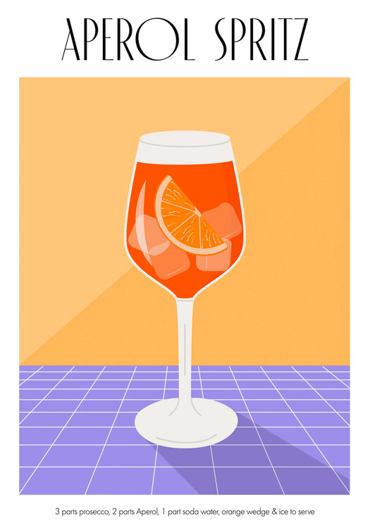 Poster Aperol Spritz with Orange Slices Cocktail