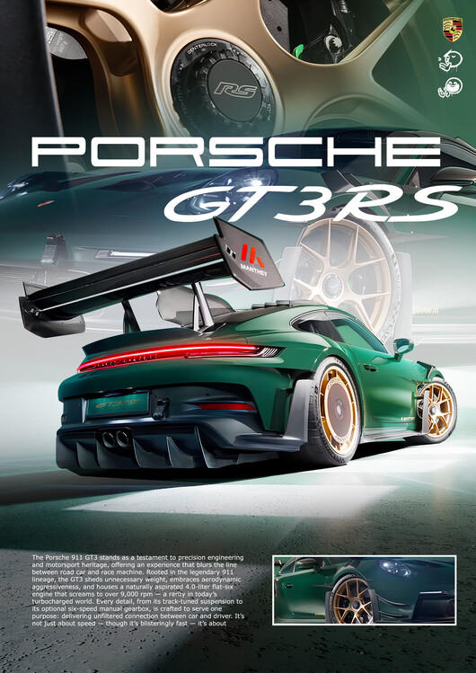 Canvas Print Porsche 911 GT3 RS - Green Racing Beast