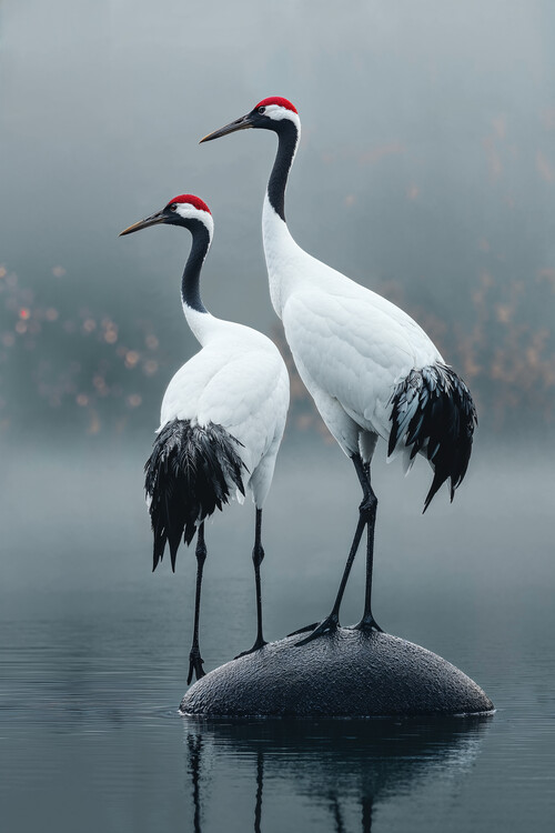 Juliste Graceful Cranes by the Lake