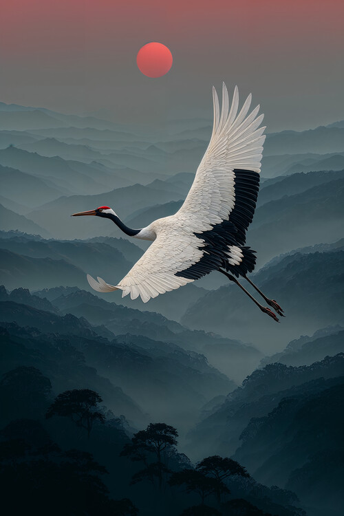 Poster Flight Over Misty Mountains