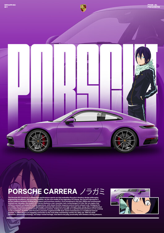 Vászonkép Purple Porsche Carrera x Noragami