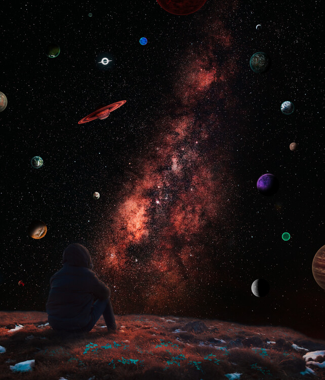 Плакат Night stars alone contemplation