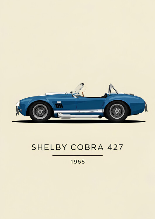 Plakát Shelby Cobra 427 1965 Blue Roadster Illustration Art Print