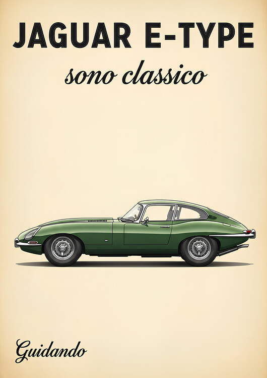 Plakát Jaguar E-Type Sono Classico Green Coupe Art