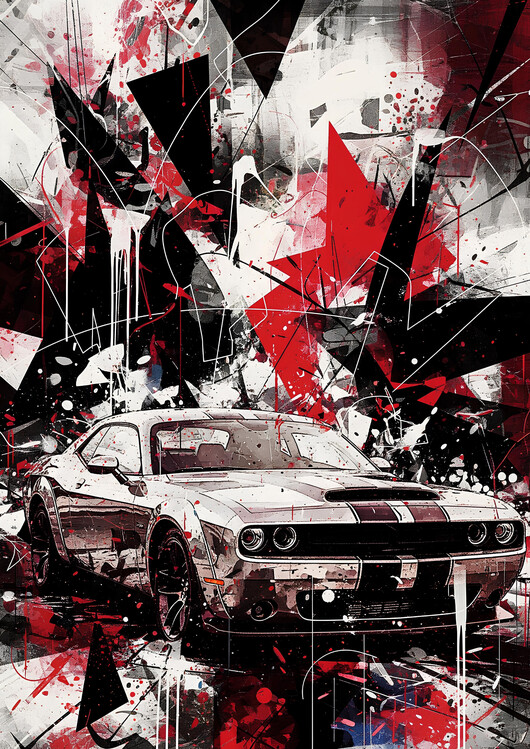 Poster Dodge Challenger SRT Hellcat Abstract Grunge Art